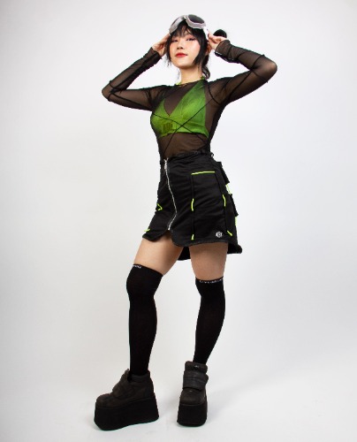 APOCALYPSE SKIRT SHORT | BLACK/BLACK / S