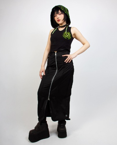 APOCALYPSE SKIRT LONG | BLACK/BLACK / S