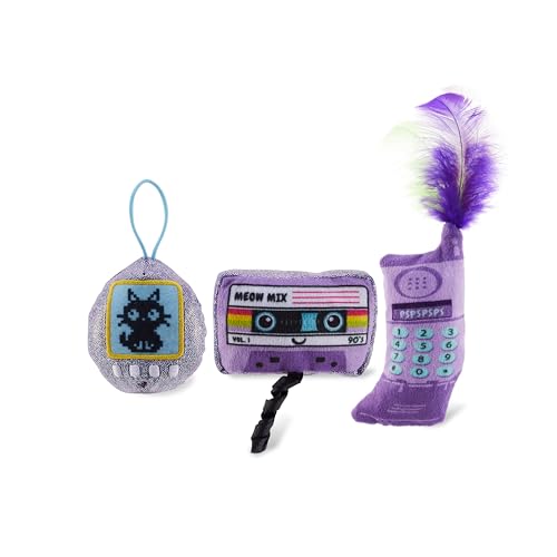 Catstages So Meowsome 90s Themed Plush Catnip Blend Cat Toys, 3Pk, Multicolored - 3 Pack - So Meowsome