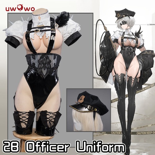 【In Stock】Uwowo Nier: Automata 2B Officer Uniform Sexy Fanart Cosplay Costume - Set A (Costume+Hat） L