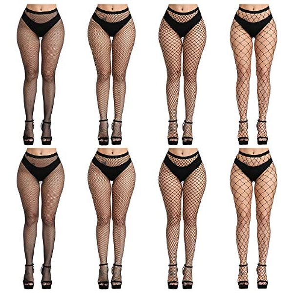 FEPITO 8 Pairs Fishnet Stockings Tights High Waist Stockings Leggings for Women