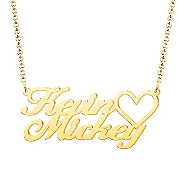 Q&Locket 925 Sterling Silver Personalized Custom Name Necklace Script Initial Nameplate Necklaces Gifts for Girls Womens