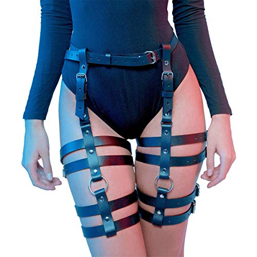 LISBLIER Women Leg Harness Caged Thigh Holster Garters Harajuku Adjustable Waist Leg Cincher Cage Belt - Lp-005