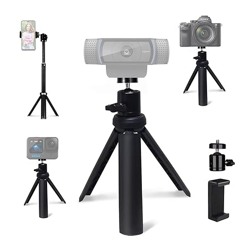 NexiGo Lightweight Mini Tripod for Camera/Phone/Webcam, Extendable Stand, for NexiGo Logitech Webcam C920 C922 C925e C922x C930e C930 C615 Brio and Other Devices with 1/4" Thread
