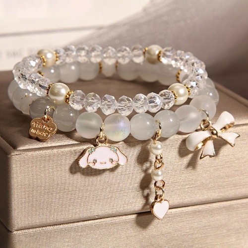 Kawaii Beaded Bracelets | White Bead Cinna