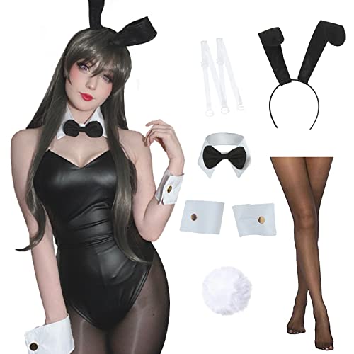Fiamll Disfraz de conejo para mujer, conejito, senpai, cosplay, mai, sakurajima, cosplay - XXL - Negro