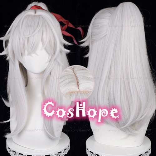Honkai Star Rail Jing Yuan Cosplay Wig 50cm Wig Silver White Wig Cosplay Anime Cosplay Wigs Heat Resistant Synthetic Wigs