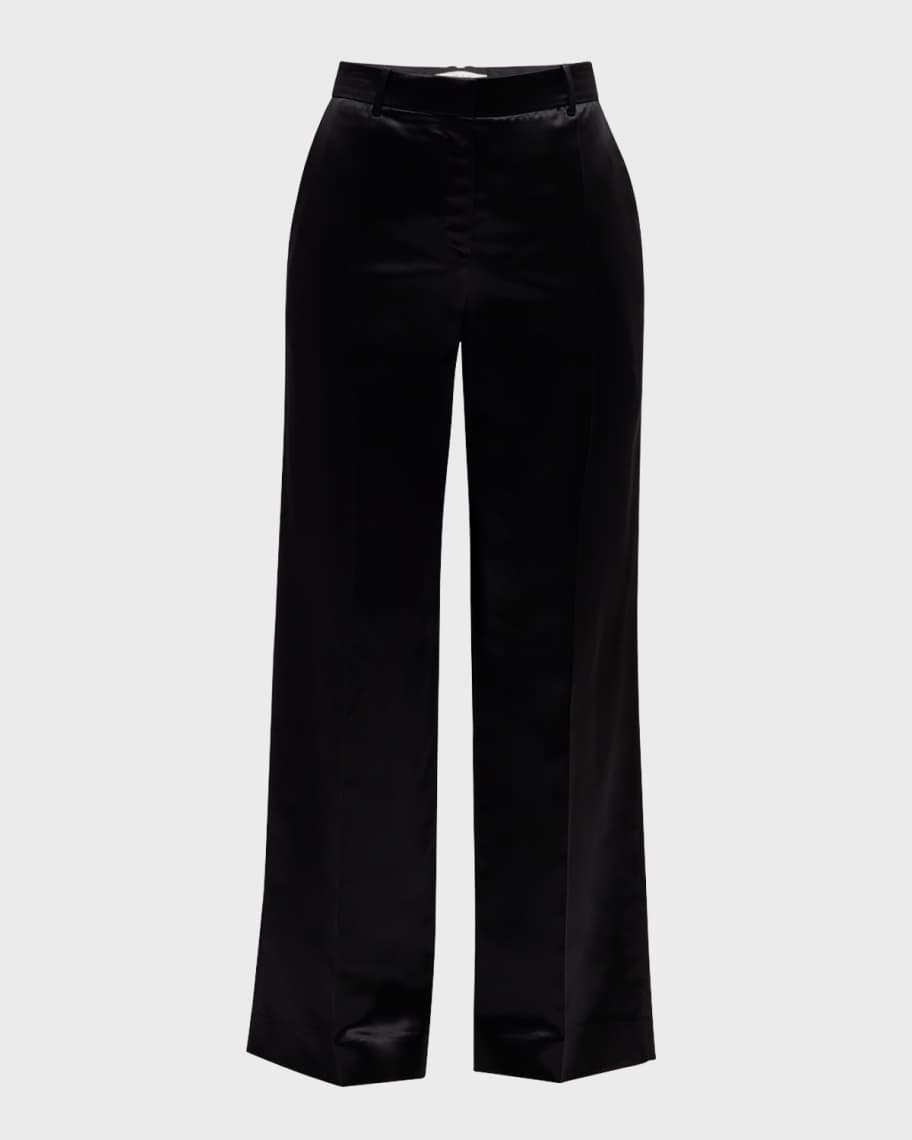 Encore Mid-Rise Satin Straight-Leg Pants