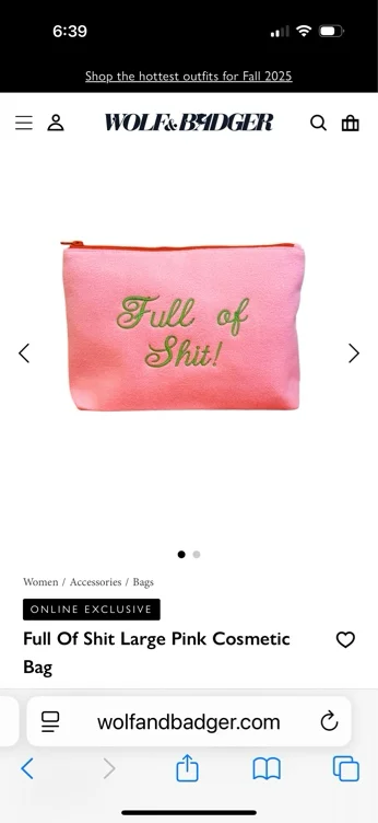 Full Of Shit Large Pink Cosmetic Bag