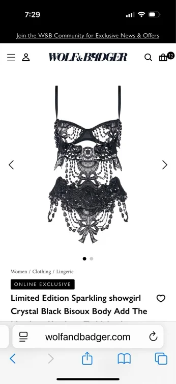 Limited Edition Sparkling showgirl Crystal Black Bisoux Body Add The Matching Knickers To Make A Beautiful Set.