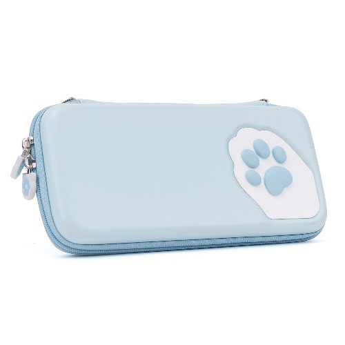 Geekshare Blue Cute Cat Paw Case Compatible with Nintendo Switch/Switch OLED - Portable Hardshell Slim Travel Carrying Case fit Switch Console & Game Accessories - A Removable Wrist Strap (Blue) - Blue