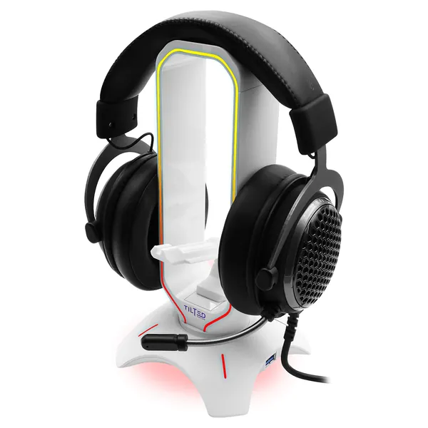 Tilted Nation RGB Gaming Headset Stand - 3 in 1 Headphone Stand with Mouse Bungee and 2 Port USB 3.0 Hub - The Ultimate Gaming Accessory and Gift for Gamer - RGB Headphone Holder with USB Charger