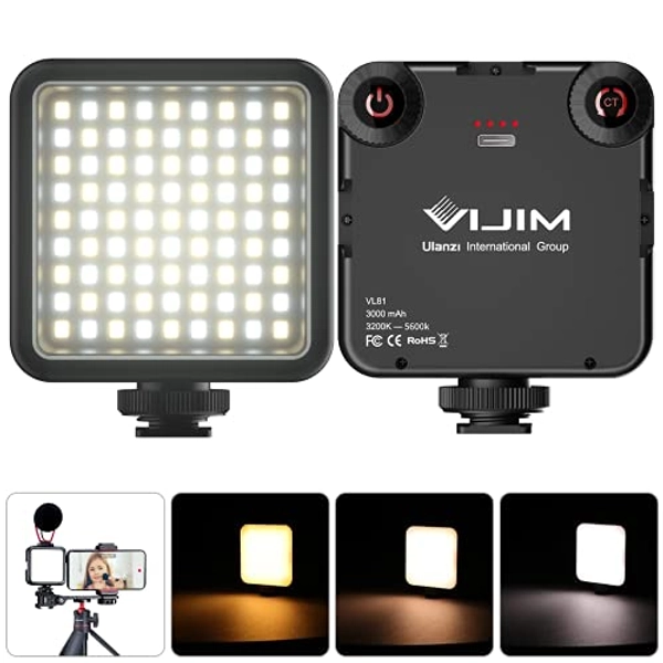 VIJIM 81 Luz de Video LED Temperatura de Color Luz de Cámara Ajustable Luz de Fotografía + 3200k-5600k CRI95 para iPhone dji Osmo Móvil 3 Pocket Vlog Light 3000mAh Batería Tipo-C