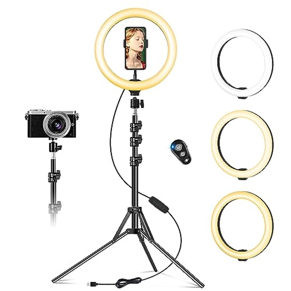 Aro de Luz con Trípode Alto (Altura Total 1,8 m), 10.2" Ring Light con Control Remoto, Aros de Luz para Móvil TIK Tok, Anillo de Luz LED para Fotografía, Maquillaje, Selfie, Youtube, Vídeo