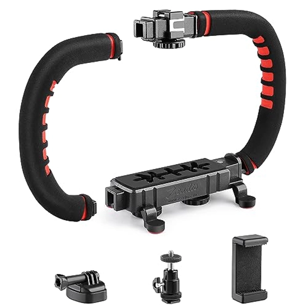 Zeadio Estabilizador de cámara compatibilidad para todos los teléfono Inteligente y videocámaras. Equipo de Video portátil con Agarre Plegable