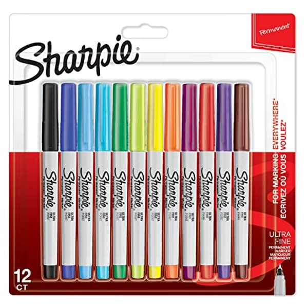 Sharpie rotuladores permanentes, punta ultrafina, colores surtidos, juego de 12 marcadores, material escolar ideal