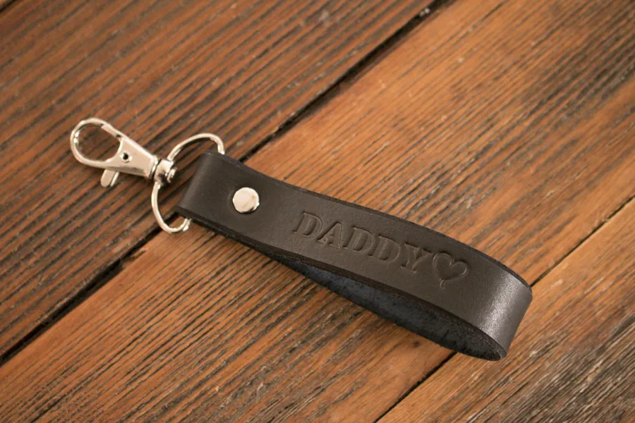 Personalized Hand Dyed Leather Keychain available in multiple colors