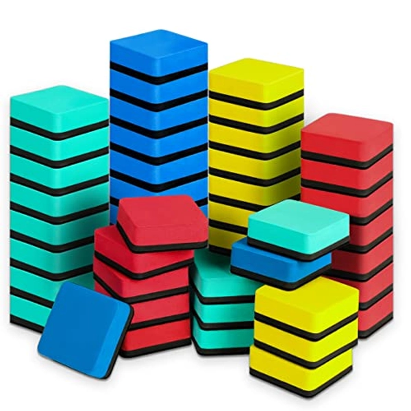 LOCONHA Dry Erase Erasers, 48 Pack Magnetic Whiteboard Dry Eraser Chalkboard Cleansers, Small Dry Erase Eraser, Magnetic Erasers