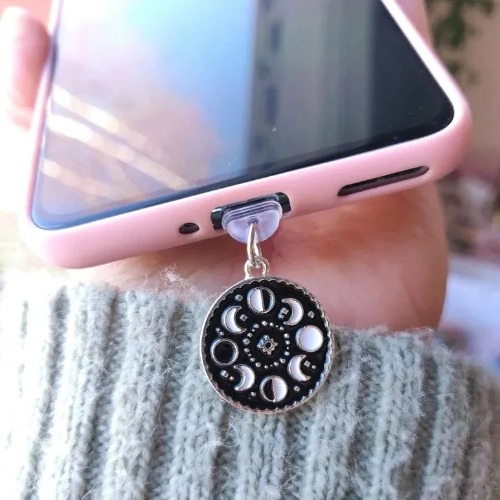 Moon Phases Celestial Dust Plug for Apple or Android - type c interface