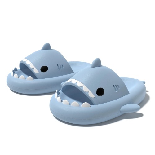 Summer Shark Slippers: Cool Comfort for Couples & Families! - bluegray / 38-39
