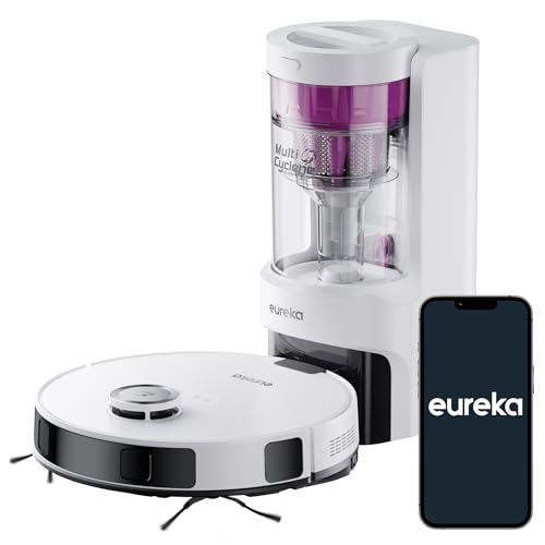 EUREKA NERE10s Roboterstaubsauger mit Wischfunktion und Automatischer Entleerung, Saugroboter mit Absaugstation mit 180 Min, Saug-und-wischroboter auf 4000Pa, LiDAR-Navigation zur Hindernisvermeidung - NERE10s Weiß