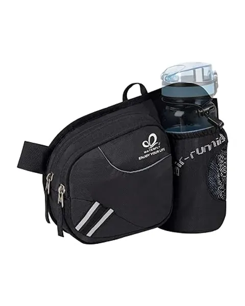 WATERFLY Fanny Pack Waist Bag: Waist Pack for Women Men with Water Bottle Holder Hiking Fanny Pack for Running Walking DogWalking Travel Cycling