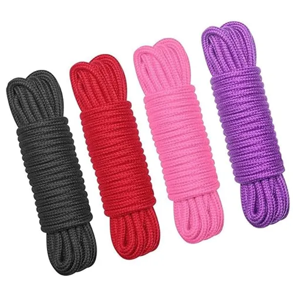 Soft Cotton Rope| Multifunctional & Durable|Easy to DIY for Daily Using |Natural Utility Long Rope Suitable for Swing, Camping, Hanging Clothes & Home Decor|32 Feet 10m|Purple,black,red & pink|