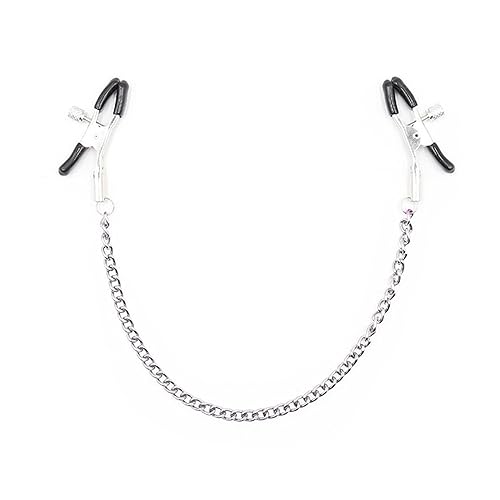 Frodete Nipple Clamps with Chain Necklace Body Chain Necklace for Women Adjustable Stainless Steel Body Chains with Chain Non Piercing Clip on Body Jewelry Gift - C: black