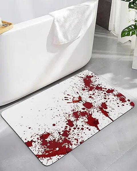 Bathroom Mat, Halloween Haunted House Decoration Scary Bloody Handprint Bath Rugs Absorbent Bathroom Floor Mats Non Slip Low Profile Quick Dry Shower Rug, 16"x24"