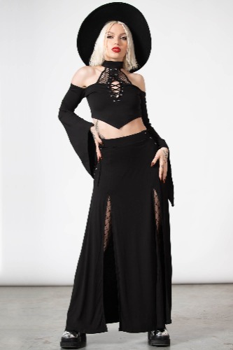 Hellverina Split Maxi Skirt | XXL / Black / 95% Viscose  5% Elastane