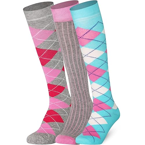 Mysocks Unisex Extra Fine Combed Cotton Knee High Socks, Hand Linked Toe, Soft Latex Band - 5-8 - 3 Pairs Multi Design 015