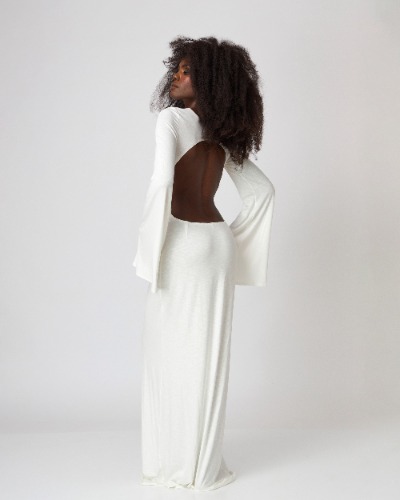 "Begonia" Open Back Maxi Beach Dress | XS / WHITE / 155-168