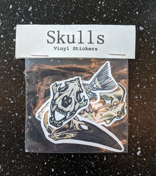 Animal Skull Sticker Pack 2 | Four matte vinyl stickers
