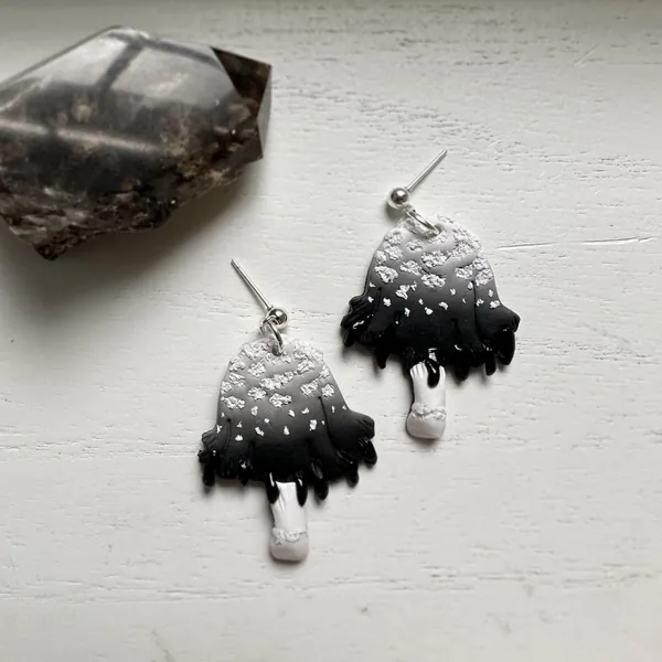 Ink Cap Mushroom Earrings