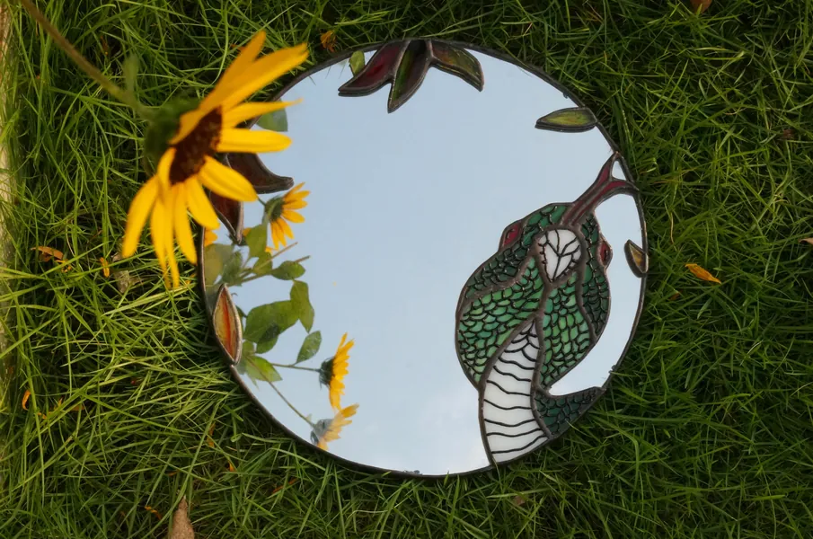 Snake mirror stained glass 