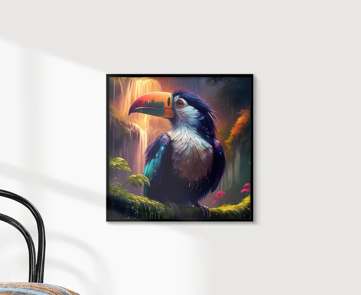 Amazon Rainforest Waterfall Toucan Painting
