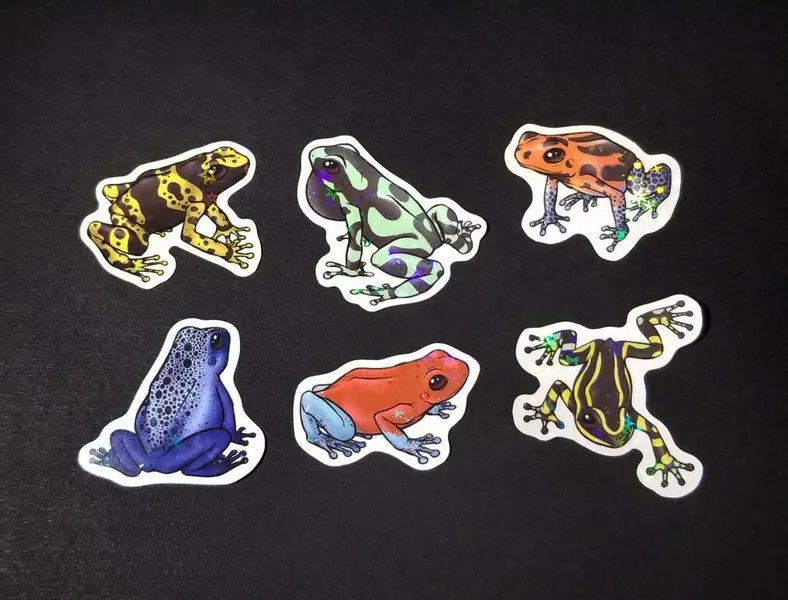 Waterproof Dart Frog Holo Stickers