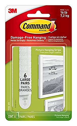 Command Large Picture Hanging Strips, Damage Free Hanging Picture Hangers, No Tools Wall Hanging Strips for Living Spaces, 24 Adhesive Strip Pairs (48 Strips) - 24 Pairs