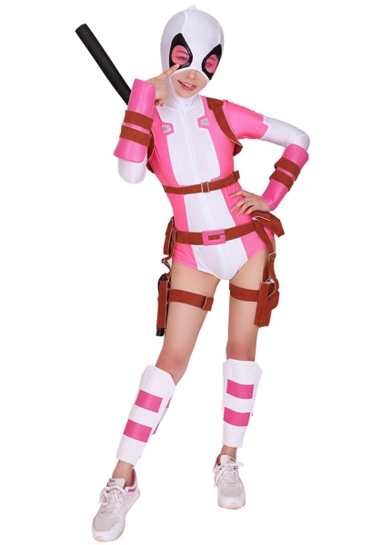 Superhero Cosplay Bodysuit Costume Spandex Lycra Suit with Belt Set Inspired by GwenPool Gwendolyn Gwen Poole Make to Order