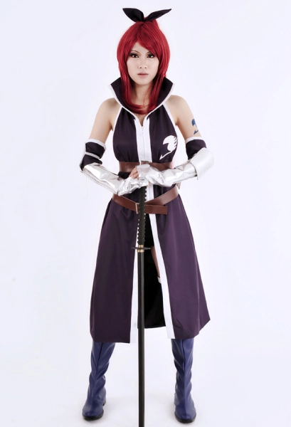 Fairy Tail Erza Scarlet Purple Cosplay Costume