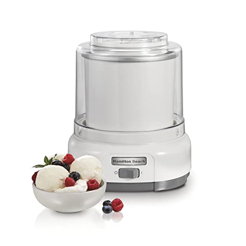 Hamilton Beach Electric Automatic Ice Cream Maker, Frozen Yogurt, Sorbet, Custard 1.5 Quart, White (68880) - 1.5 quart