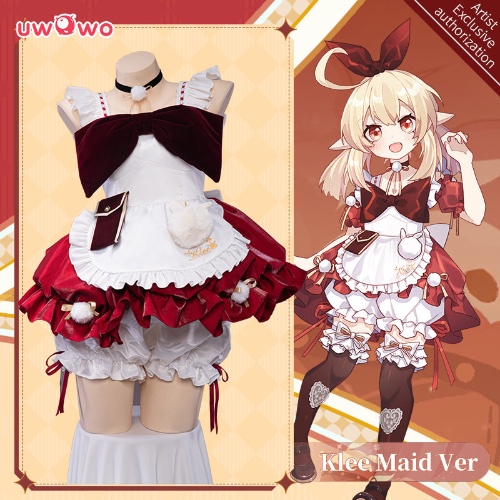 【In Stock】Exclusive authorization Uwowo Game Genshin Impact Fanart Maid Ver Klee Maid Cosplay Costume - 【Pre-sale】L