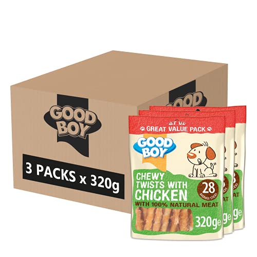 - Chewy Twists With Chicken - Dog Treats - Made With 100% Natural Chicken Breast Meat - 320 Grams - Gluten Free Dog Treats (Case of 3) - Chicken - 320 g (Pack of 3)
