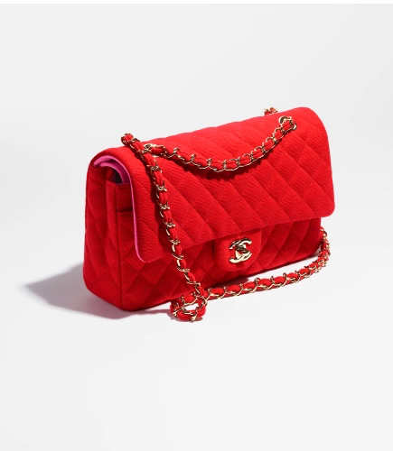 Chanel-Classic Handbag, Wool Jersey & Gold-Tone Metal Red