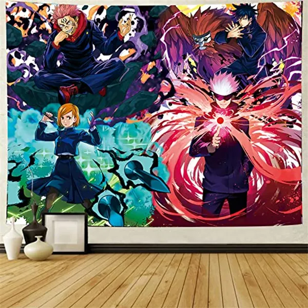Brandname Jujutsu Kaisen Anime-Tapestry-Posters, Large Mural Scrolls Suitable For Living Room, Bedroom And Birthday Parties, Gifts For Relatives And Friends 60x80in Poster Tapestry…