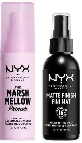 NYX PROFESSIONAL MAKEUP Marshmellow Smoothing Primer + Makeup Setting Spray, Matte Finish (2-Pack Bundle)