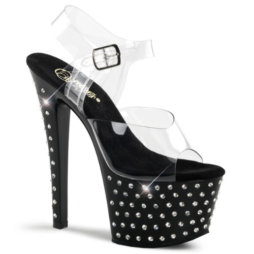 STARDUST-708 Sexy Platform High Heels - 7 / Clr/Blk / 2.8