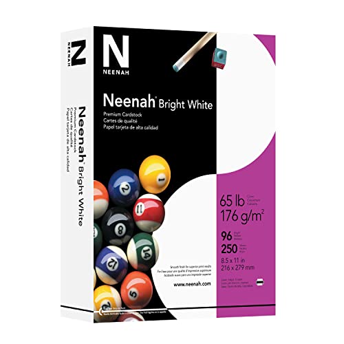 Neenah Premium Cardstock, 8.5" x 11", 65 lb/176 gsm, Bright White, 250 Sheets (91904) - Cardstock