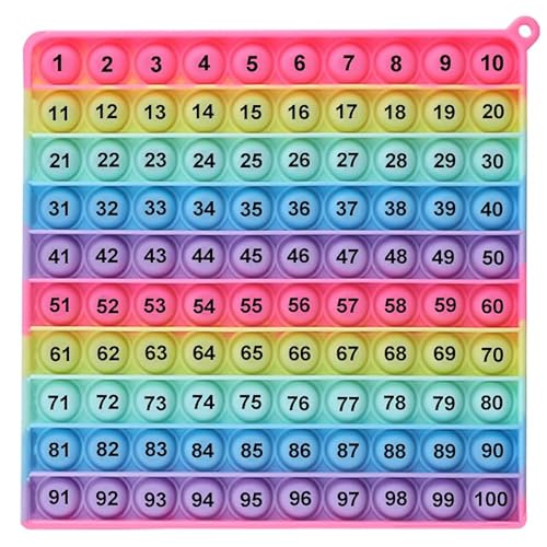 EK-Memory-fish Number Game P0PP Math Toy, Exercise Children's Logical Thinking, Relieve Stress, Fidget Game for Teachers to Create a Variety of Math Operations [1-100 Number Table] - Macaron number table.