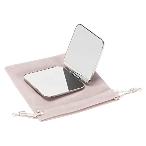 Dynippy Compact Mirror Mini Stainless Steel 【Not Glass 】 Makeup Pocket Mirror for Purses Sturdy and Drop Resistant Small Portable Hand Mirror Double-Sided Mirror for Man Woman Girls (Square, Silver) - 2.3*2.3 - Mini Square-silver